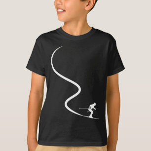 Lustige Skifahren Skifahrer Silhouette Pulverschne T-Shirt