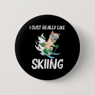 Lustige Skikunst für Männer Frauen Skifahren Frees Button
