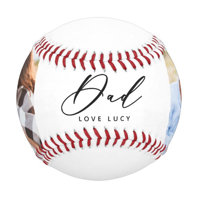 lustige Skript Papa Multi-Foto Baseball (Vorderseite)