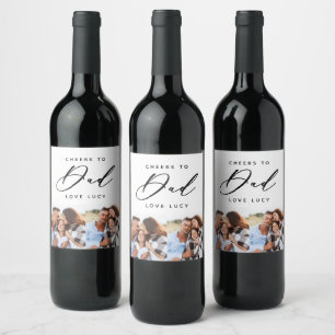 lustige Skript Papa Multi-Foto-Weinlabel Weinetikett