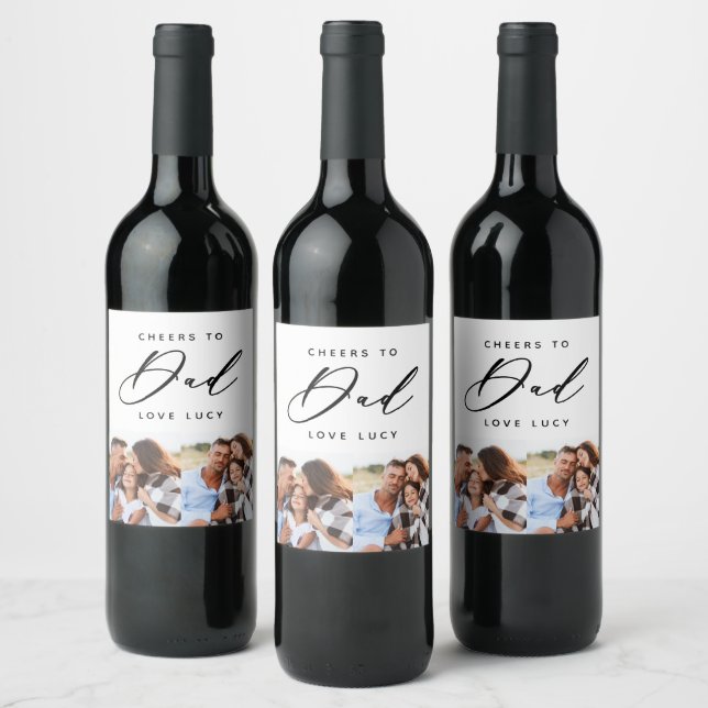 lustige Skript Papa Multi-Foto-Weinlabel Weinetikett (Flaschen)