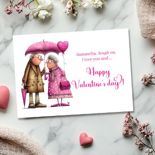 Lustige skurrile Valentinstag Hot Pink Liebespaar Feiertagskarte