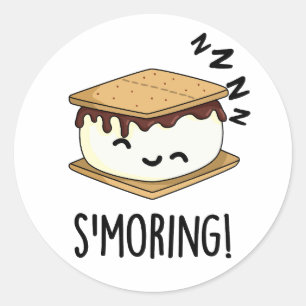 Lustige S'more-Wortspiele zum Schmorren Runder Aufkleber