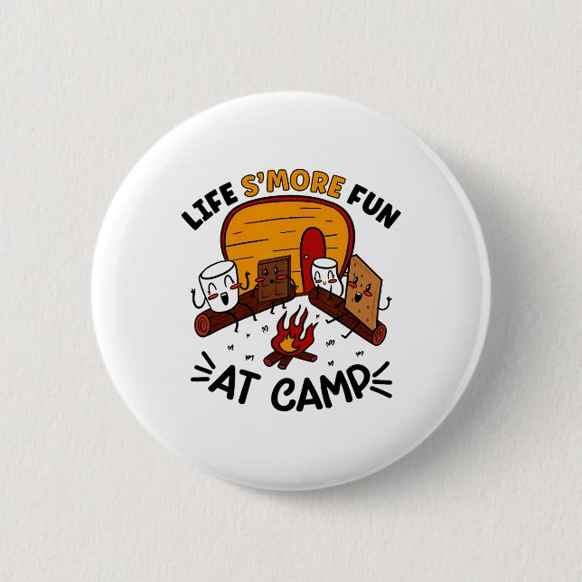 Lustige S'mores Camping Lagerfeuer Marshmallow Leb Button (Vorderseite)