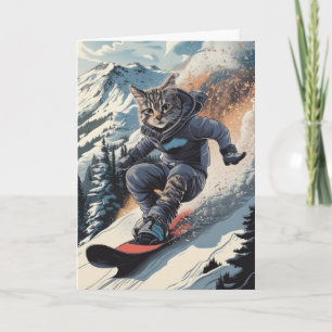 Lustige Snowboard-Katze Winter-Grußkarte Cool Karte