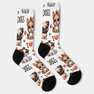 Lustige Socken mit Ich liebe Hunde , Süße Haustier