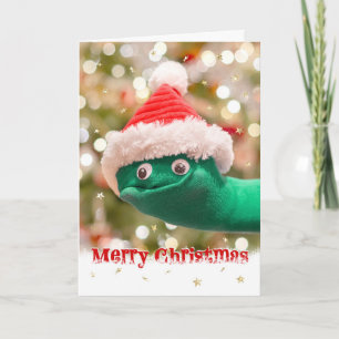 Lustige Sockenpuppet-Weihnachtskarte Feiertagskarte