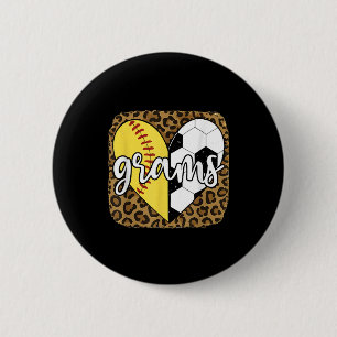 Lustige Softball-Fußball-Grams Herz Leopard Button