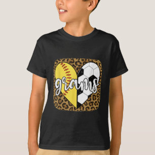 Lustige Softball-Fußball-Grams Herz Leopard T-Shirt