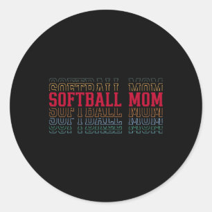 Lustige Softball-Mutter Layered Text Mutter Mama C Runder Aufkleber