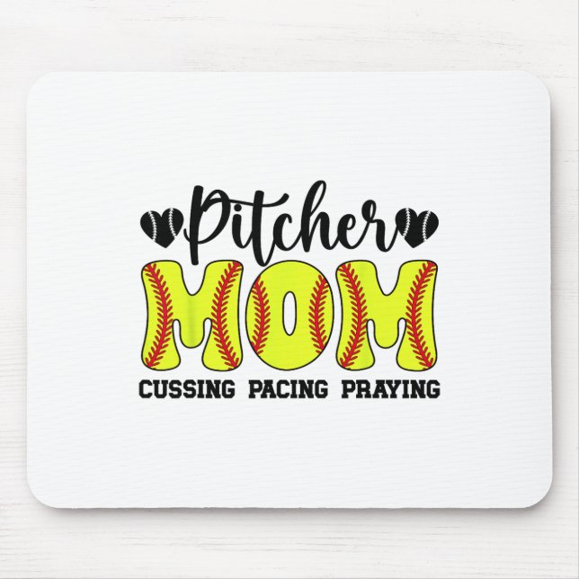 Lustige Softball-Pitcher-Mutter eines Softball-Pit Mousepad (Vorne)