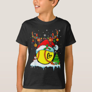 Lustige Softball-Weihnachts-Rentier-Santa-Hut-Lich T-Shirt