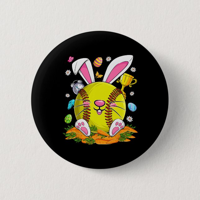 Lustige Softll- und Hasengesicht-Eier Frohen Oster Button (Vorderseite)