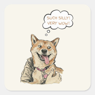 Lustige "Solch Alberner Sehr Wow" Shiba Inu Doge M Quadratischer Aufkleber