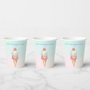 Lustige Sommer-Eiswagen-Geburtstagsfeier Pappbecher