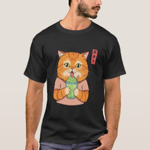 Lustige Sommerstimmung Grafik Katze trinkt Slushy T-Shirt