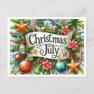 Lustige Sommerweihnachten im Juli Ferien Postkarte