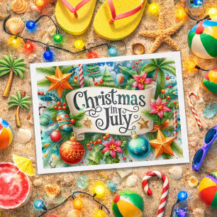 Lustige Sommerweihnachten im Juli Ferien Postkarte