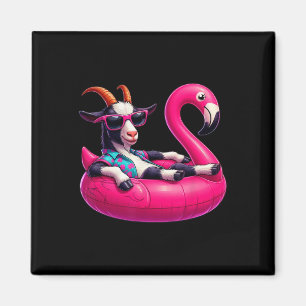 Lustige Sommerziege Rosa Poolparty Hawaiian Sommer Magnet