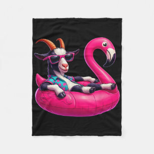 Lustige Sommerziege Rosa Poolparty Hawaiianischer Fleecedecke