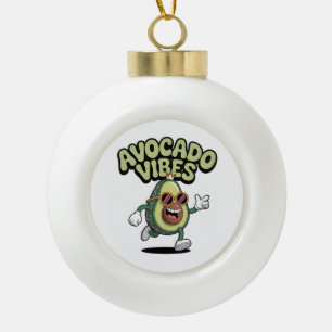 Lustige Sonnenbrille Avocado Keramik Kugel-Ornament