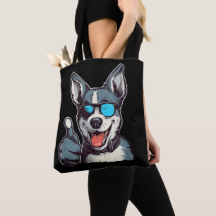 Lustige Sonnenbrille Hund mit Daumen hoch Tasche
