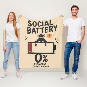 Lustige soziale Batterie 0 Prozent Aufladung Sherp Fleecedecke