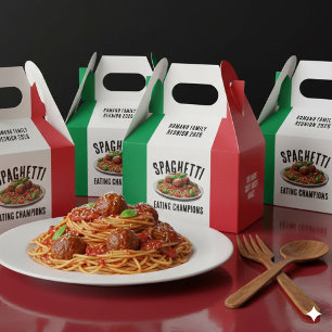 Lustige Spaghetti-Ess-Champions Familienzusammenku Geschenkschachtel
