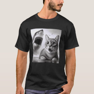 Lustige Spannung Katze gegen Hai - Feline Angst Ki T-Shirt