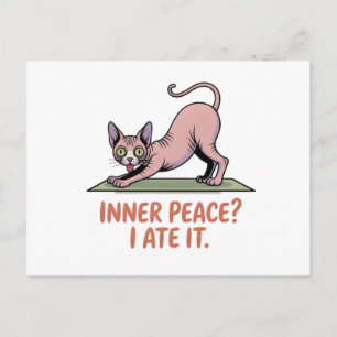 Lustige Sphynx-Katze-Yoga-Cartoon-Kunst Postkarte