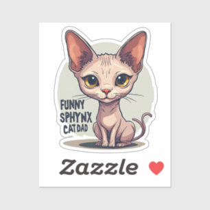 Lustige Sphynx-Katzen-Vater-Cartoon-Kunst Aufkleber