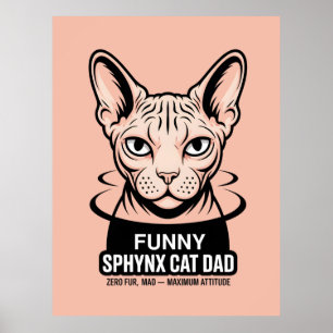Lustige Sphynx-Katzen-Vater-Vektor-Kunst Poster