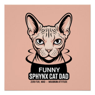 Lustige Sphynx-Katzen-Vater-Vektor-Kunst Poster