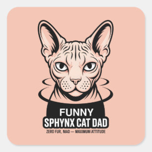 Lustige Sphynx-Katzen-Vater-Vektor-Kunst Quadratischer Aufkleber