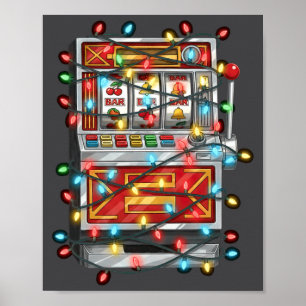 Lustige Spielautomaten-Weihnachtsgrafik-Lichterlie Poster