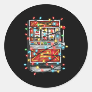 Lustige Spielautomaten-Weihnachtsgrafik-Lichterlie Runder Aufkleber
