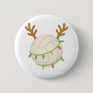 Lustige Sport-Weihnachtslichter mit Volleyball-Ren Button