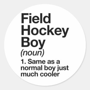 Lustige Sportdefinition für Feldhockey-Jungen Runder Aufkleber