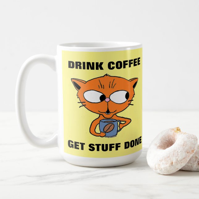 Lustige Sprüche Katze Kaffeetasse (Mit Donut)