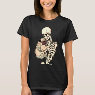 Lustige Sprüche Skelett hält Pug Hund gothischer H T-Shirt
