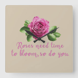 Lustige Sprüche über Rosen und Liebe Quadratische Wanduhr