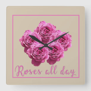 Lustige Sprüche über Rosen und Liebe Quadratische Wanduhr