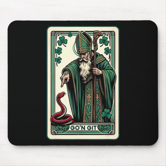 Lustige St. Patricks Day Tarot Karte Go'n Git St.  Mousepad (Vorne)