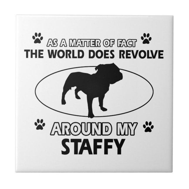 Lustige staffy Entwürfe Fliese (Vorderseite)