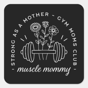 Lustige starke Mutter Fitness-Mama Quadratischer Aufkleber
