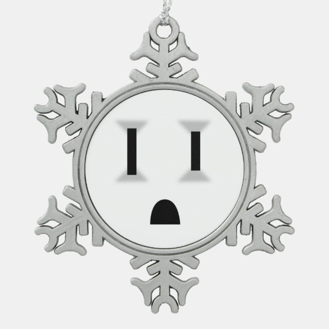 Lustige Steckdose Schneeflocken Zinn-Ornament (Vorderseite)