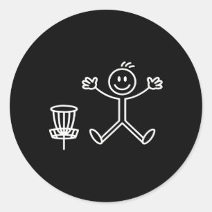 Lustige Stockfigur Frisbee Golf Spieler Disc Golf Runder Aufkleber