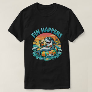 Lustige Strand-Hai-Flossen-Hawaiianisches Grafikde T-Shirt