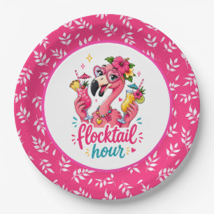 Lustige Strand rosa Flamingo Flocktail-Party Pappteller