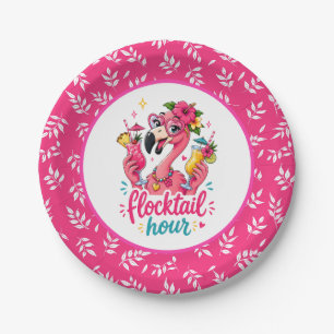 Lustige Strand rosa Flamingo Flocktail-Party Pappteller